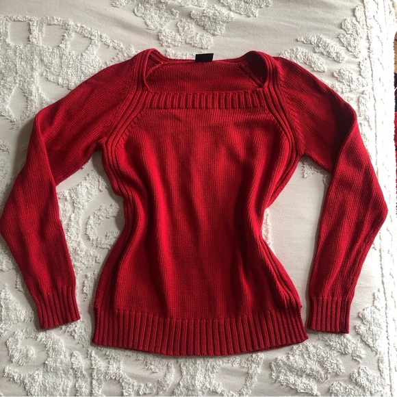 🍒 cherry red vtg knit cotton sweater - Picture 6 of 7